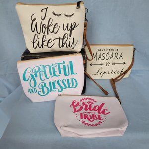 NEW Travel Makeup Bag Party Pack 4 Bag Set Bachelorette Gift Purse Small Stash